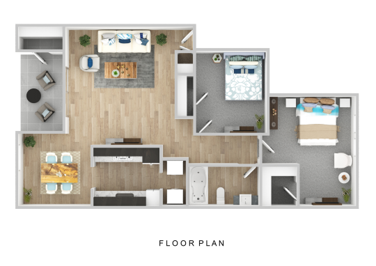 a floor plan of a two bedroom apartment at The Sunset Villas