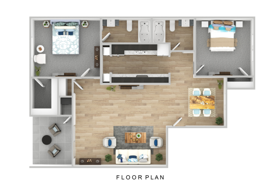 a floor plan of a two bedroom apartment at The Sunset Villas